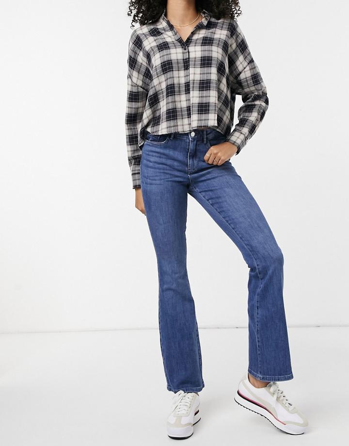 Vero Moda Flared Jeans In Medium Blue-blues