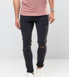 Cheap Monday Jeans Tight Skinny Fit Very Black Ripped Knee - Black