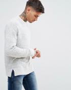 Pull & Bear Sweater With Faded Stripe In Stone - Stone