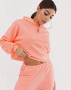 Asos Design Two-piece Oversized Hoodie In Neon Coral-orange