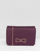 Ted Baker Satin Cross Body Bag With Metal Bow - Purple