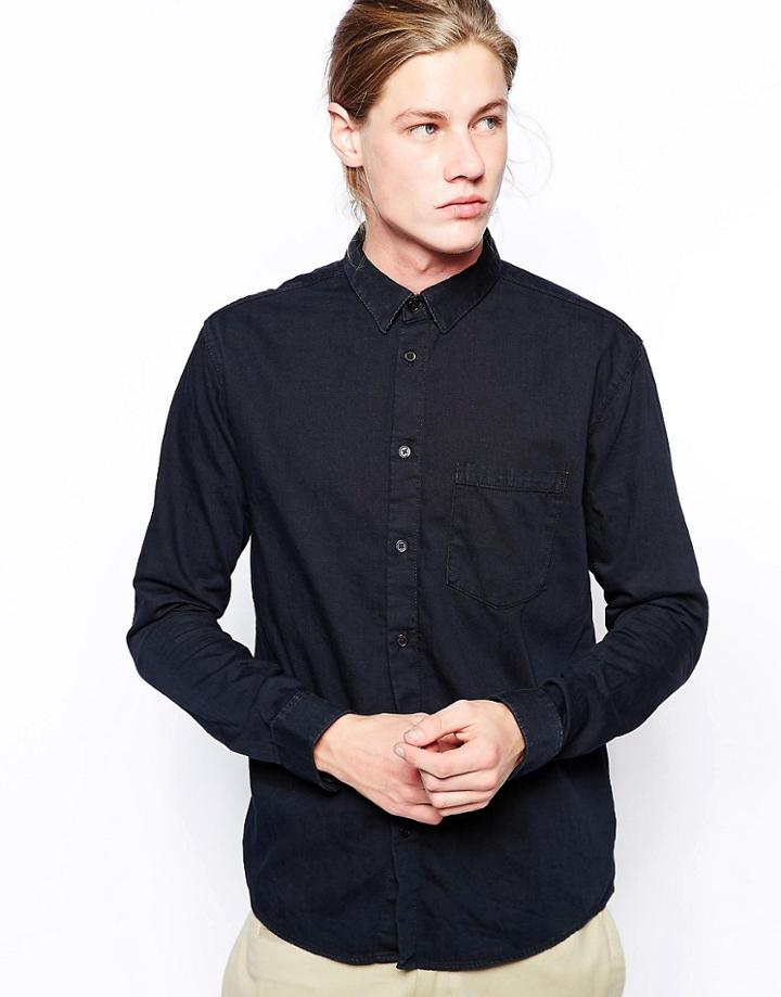 Weekday Denim Shirt Clever 1 Pocket - Black