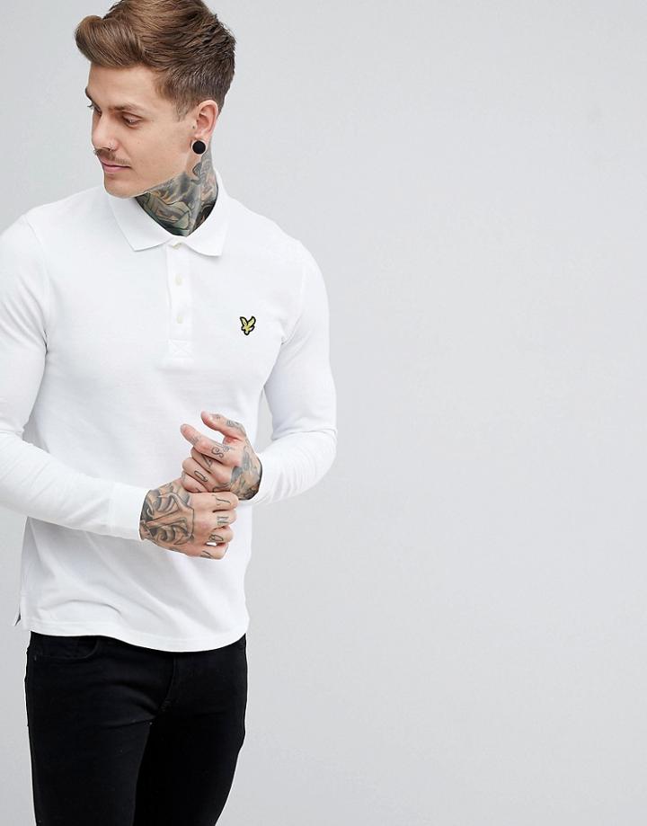 Lyle & Scott Long Sleeve Polo Shirt In White - White