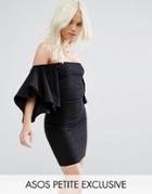 Asos Petite Fluted Sleeve Mini Dress - Black