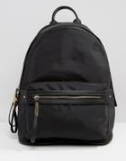 Pieces Nylon Minimal Structured Backpack In Black - Black