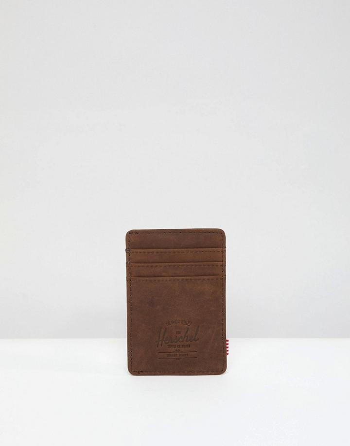 Herschel Supply Co Raven Card Holder In Leather - Brown