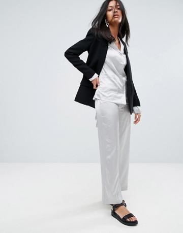 To Be Adored Laissa Silk Satin Pants - Silver