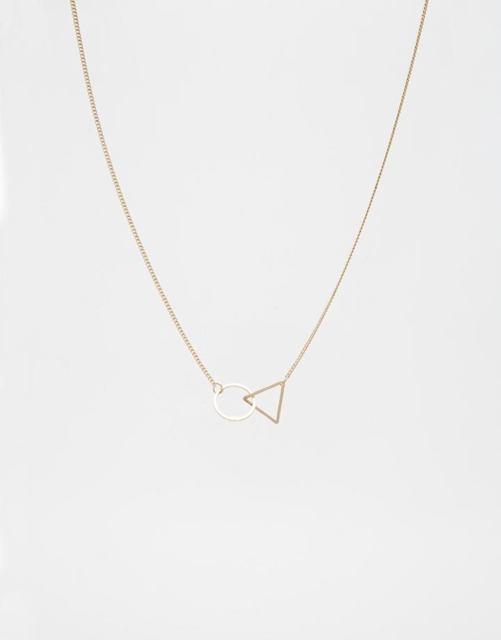 Asos Interlocking Shapes Fine Necklace - Gold