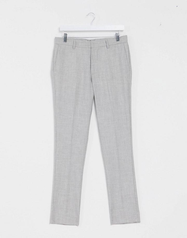 New Look Skinny Suit Pants In Light Gray-grey
