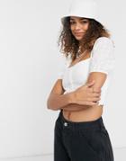 Brave Soul Nata Broderie Crop Top In White