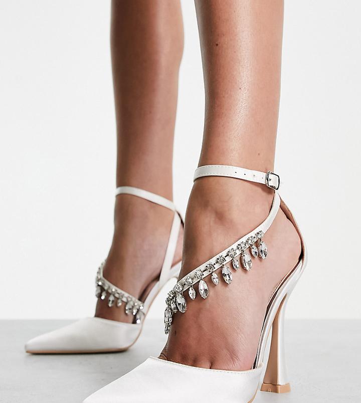 Be Mine Bridal Isadora Heeled Shoes With Embellished Detail In White