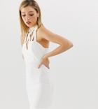 Asos Design Petite Bodycon Mini Dress With Studded Trim-white