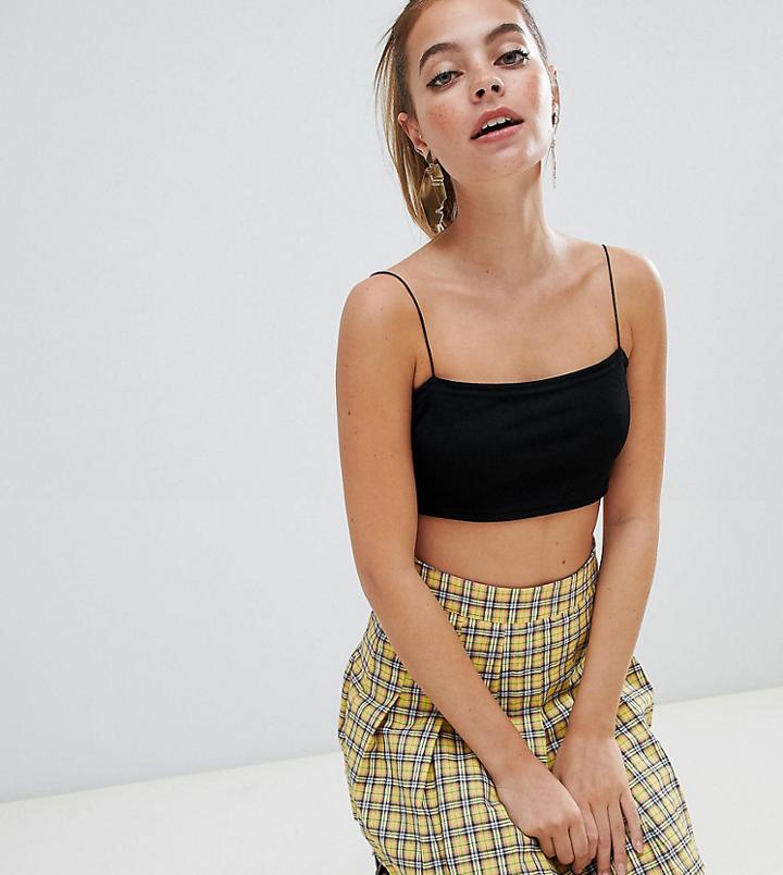 Boohoo Petite Square Neck Bandeau Crop Top - Black
