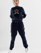 Tommy Jeans Capsule Crest Logo Velvet Jogger - Blue