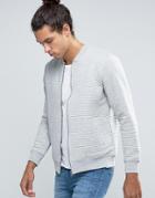 Threadbare Quilted Zip Thru Bomber Sweater - Gray