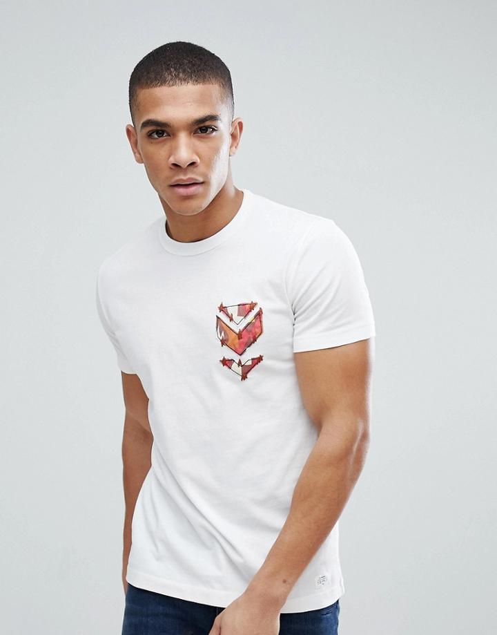 Esprit T-shirt With Geo-tribal Embroidery - White