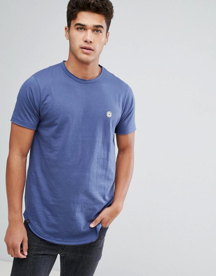 Le Breve Raw Edge Longline T-shirt - Blue