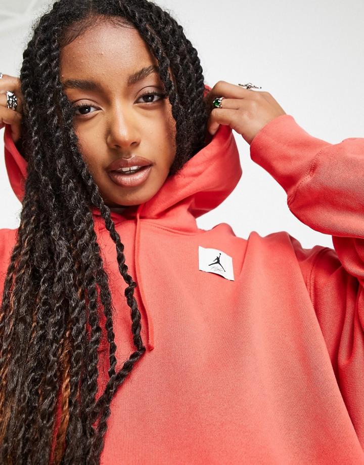 Nike Air Jordan Essential Fleece Pullover Hoodie In Lobster Red