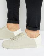 Asos Sneakers In Stone With Contrast Heel - Stone