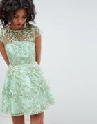 Asos Edition Sequin Embroidered Skater Mini Dress-green