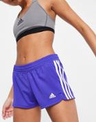 Adidas Training Pacer 3 Stripe Knit Shorts In Blue-blues