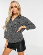 Ax Paris Longline Shirt In Polka Dot-multi