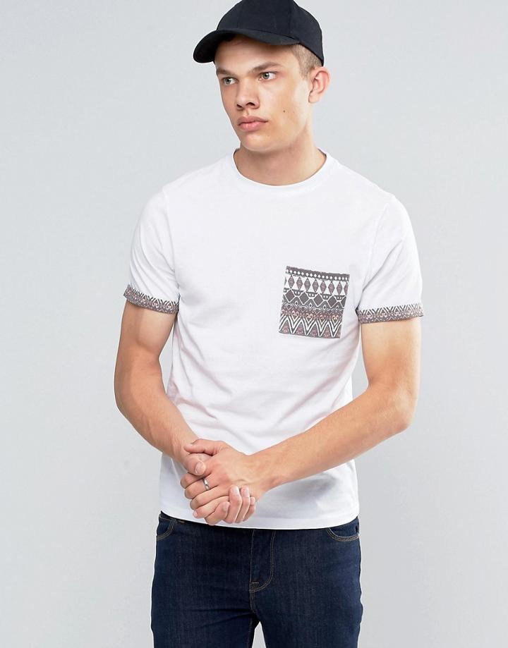 Another Influence Pattern Chest Pocket T-shirt - White