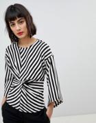 River Island Stripe Knot Front Blouse-multi