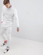 Asos Design Tracksuit Sweatshirt/skinny Joggers In Gray Marl Color Block - White