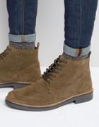 Frank Wright Suede Brogue Boots In Taupe - Brown