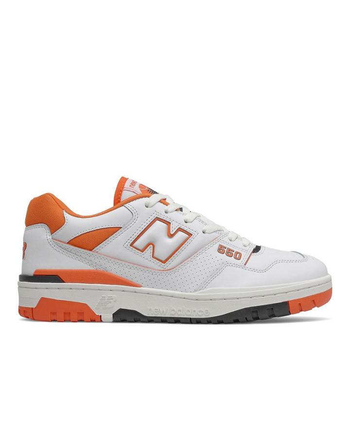 New Balance 550 Sneakers In White And Orange