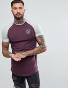 Siksilk Muscle Raglan T-shirt In Burgundy - Red