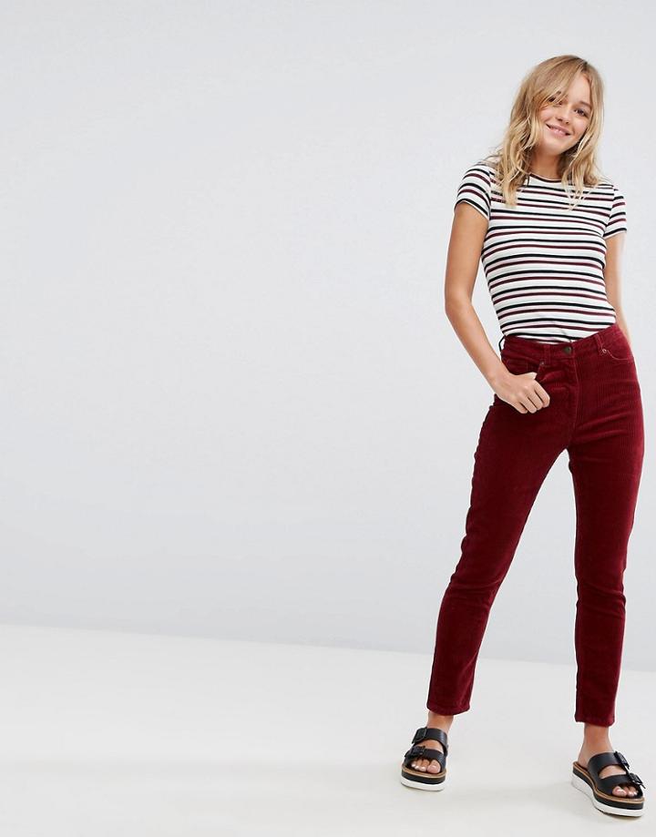 Monki Cord Slim Pants - Red