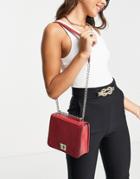 Asos Design Leather Crossbody Bag With Hardware Detail In Red