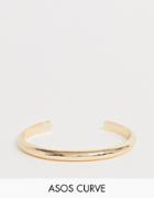Asos Design Curve Cuff Bracelet In Sleek Minimal Design In Gold - Gold