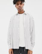 Asos White Oversized Shirt In Ecru Stripe