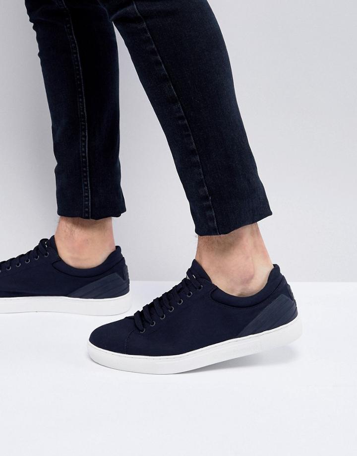 Emporio Armani Canvas Sneakers In Navy - Navy