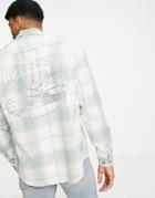 Asos Design 90s Oversized Check Shirt With Back City Print-white