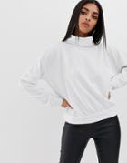 Prettylittlething Roll Neck Sweatshirt In White - White