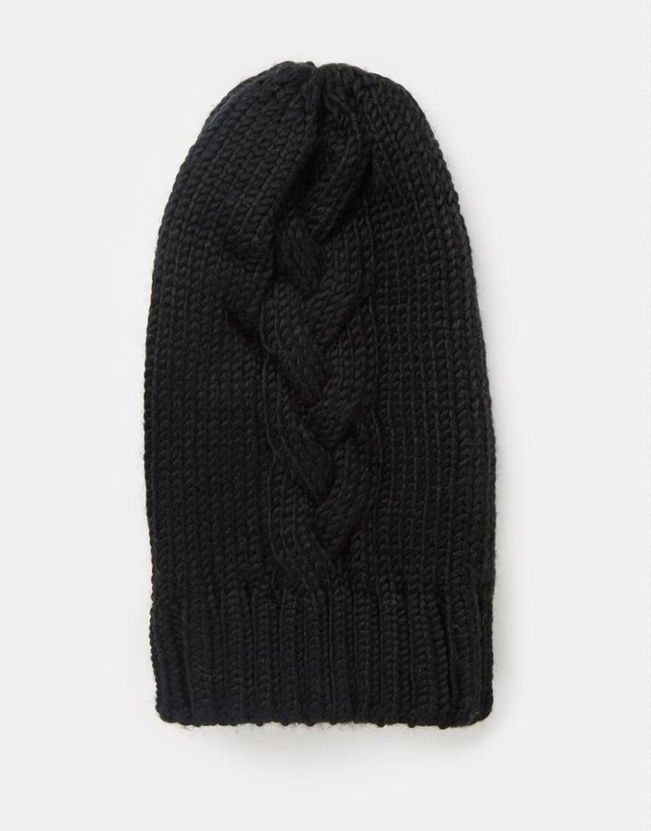 7x Oversized Cable Beanie Hat In Gray - Gray