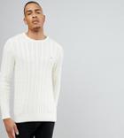 Farah Tall Lewes Twisted Marl Cable Sweater In Cream - Cream