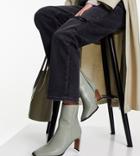 Asos Design Wide Fit Remmy Set-back Heeled Boots In Sage Green