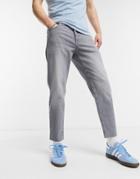 Asos Design Classic Rigid Jeans In Washed Gray With Raw Hem-grey