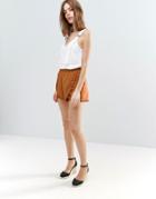 Vero Moda Dolphin Shorts With Pom Pom Detail - Orange