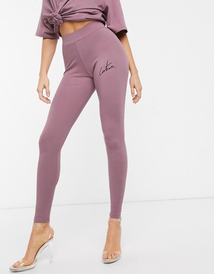 The Couture Club Motif Legging In Mauve-purple