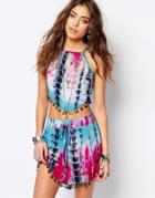 Kiss The Sky Tye Dye Festival Crop Top With Coin Detail - Good Vibes Top