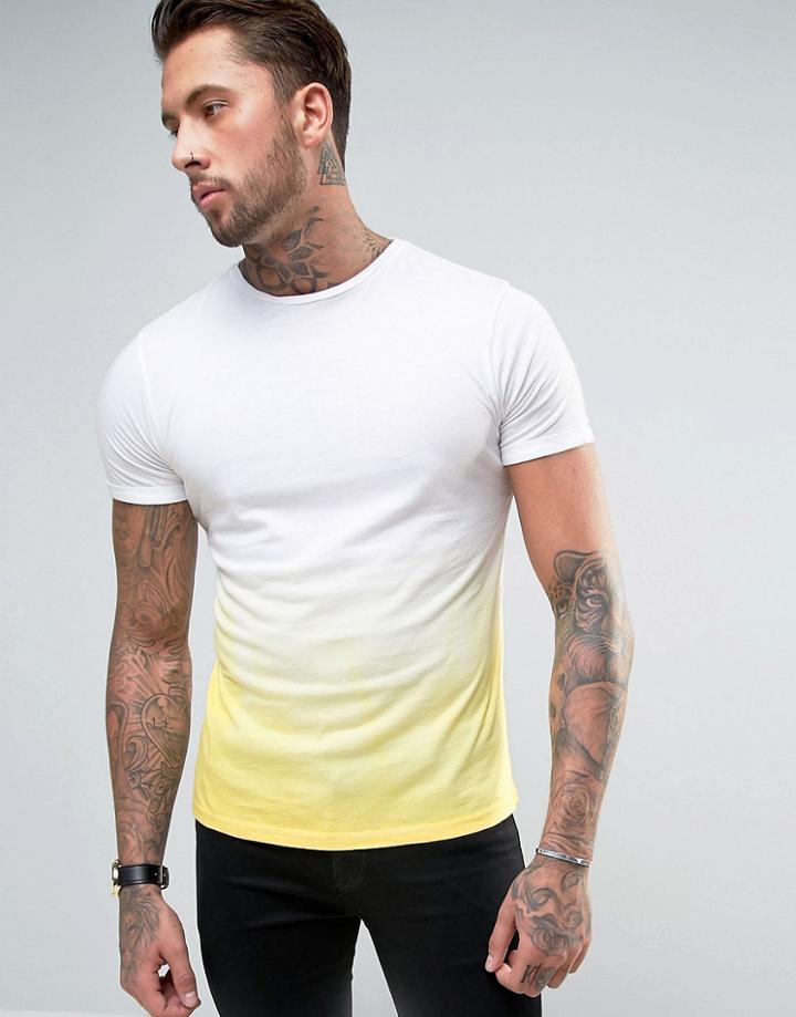 Another Influence Ombre Fade Out T-shirt - Yellow