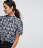 Bershka Geo Print Top-blue