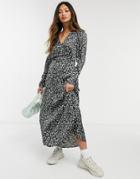 Vero Moda Maxi Dress With Tie Side In Dark Floral-multi
