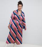 Neon Rose Plus Midaxi Shirt Dress In Luxe Stripe - Multi